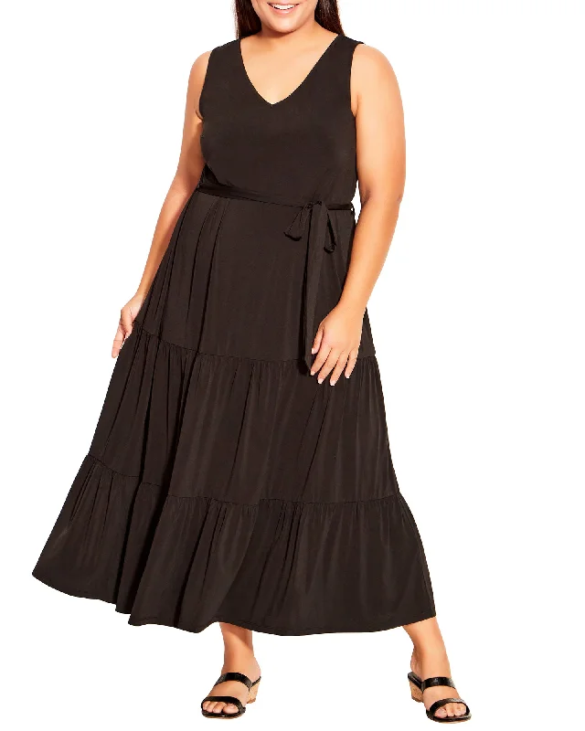 Midnight Madness Nadia Tiered Maxi Dress | Black