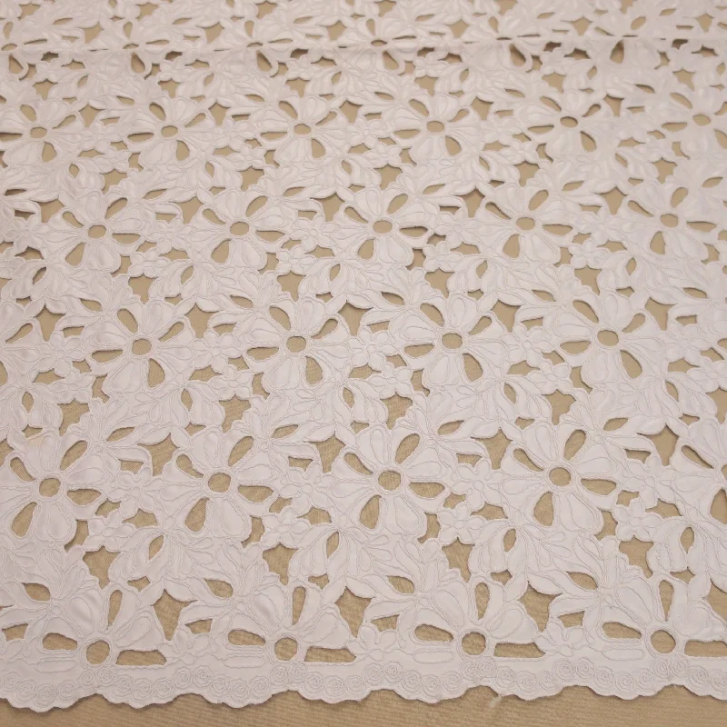 Savings Event Off White Corded Floral Embroidered Double Scalloped Lace
