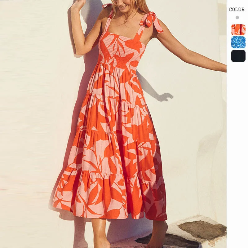Special Savings Chic and Elegant Printed Sleeveless Backless Dress