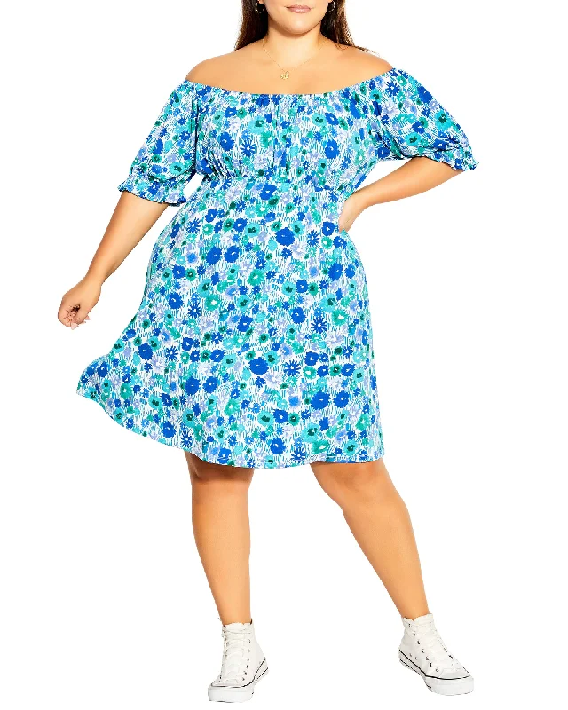 Sneak Peek Sale Gracie Printed Dress | Royal Blue / Turquoise