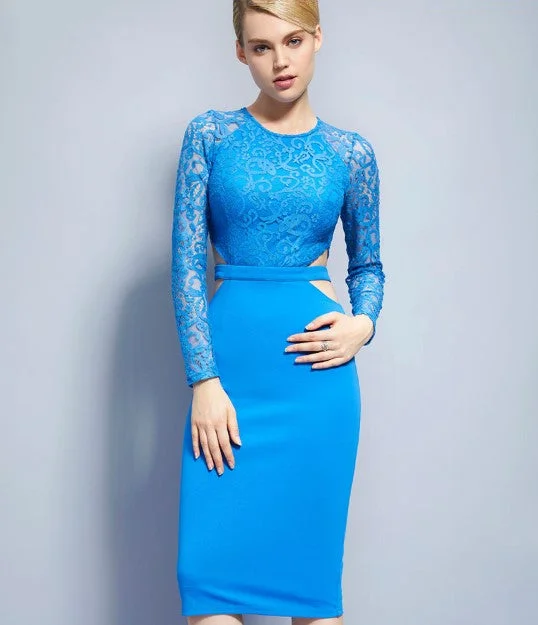 Daily Deals Women's Spring/Summer Mid-Calf Pencil Lace Dress
