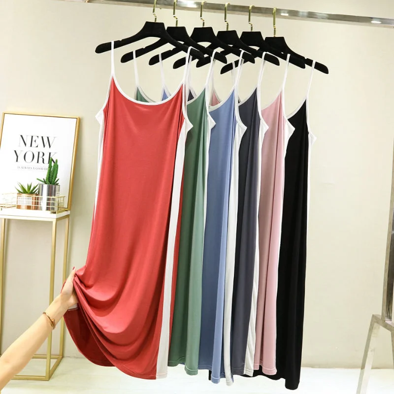 Can't Miss Minimalist Spaghetti Strap Side White Paneling Dress