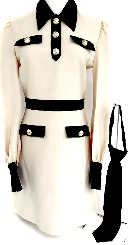Get It Before It’s Gone Gucci Italy. Wool, Silk, Acetate Dress with Removable Silk Long Front Tie