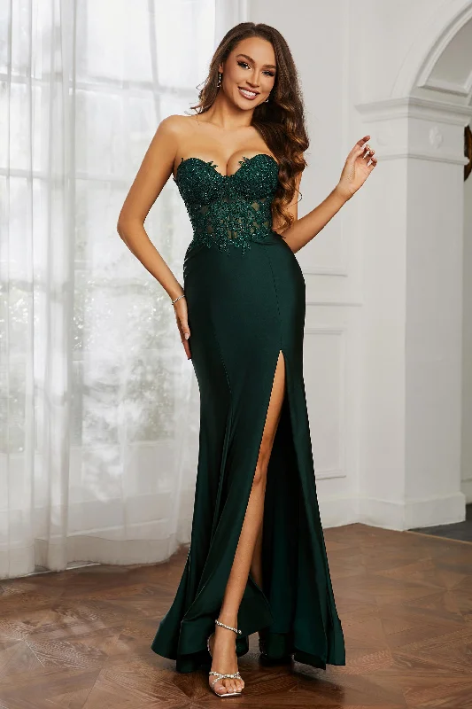 Super Deal Sweetheart Applique Floor-Length Dress