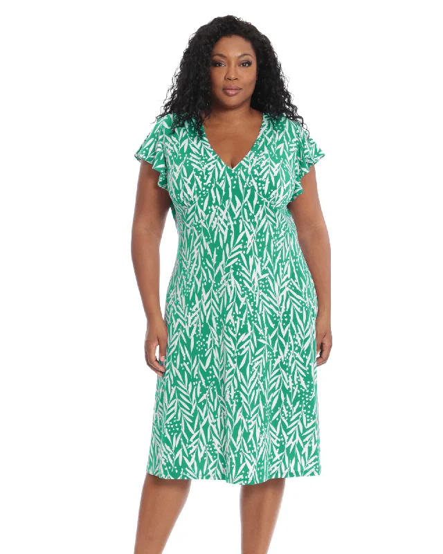 Extra Savings Lilly Ruffle Sleeve Midi Dress | Grn/SW