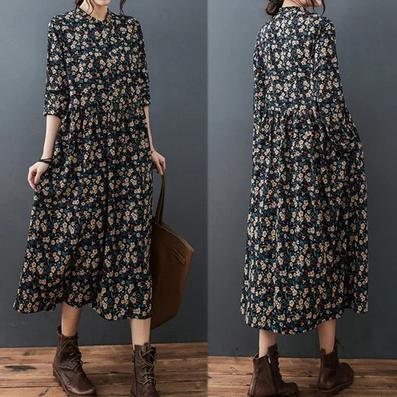 Extra Savings Lace Collar Floral Chiffon Dress