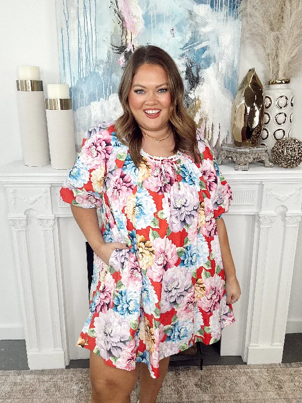 Huge Discounts Orange Multi Floral Front Tie Lace Detail Shift Dress