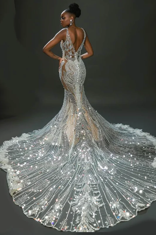 Hot Deal Ayesha  Sexy Exquisite White Mermaid Gown  Wedding Dress