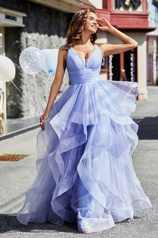 Today’s Special Ruched Ruffle Long Tulle Ball Gown