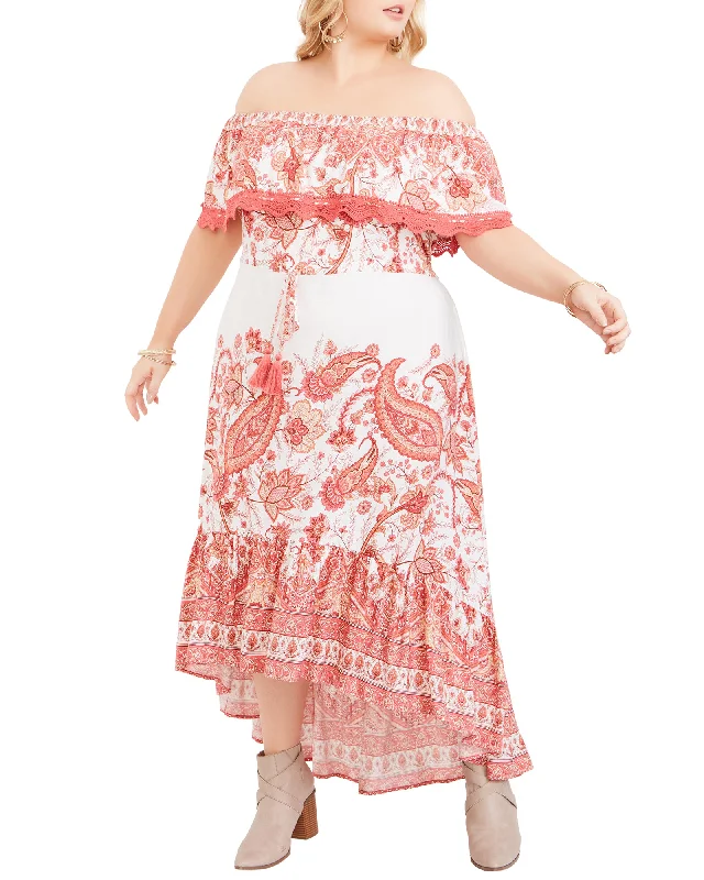 Season Finale Sale Miley Hi-Lo Maxi Dress | Ivory / Red