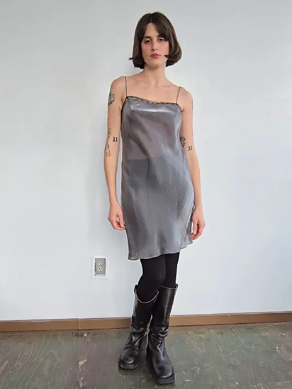 Lowest Price Silver Lace Trim Slipdress (M)