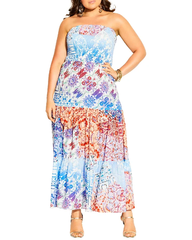 Price Cut Cassia Maxi Dress | Azure Blue / Red