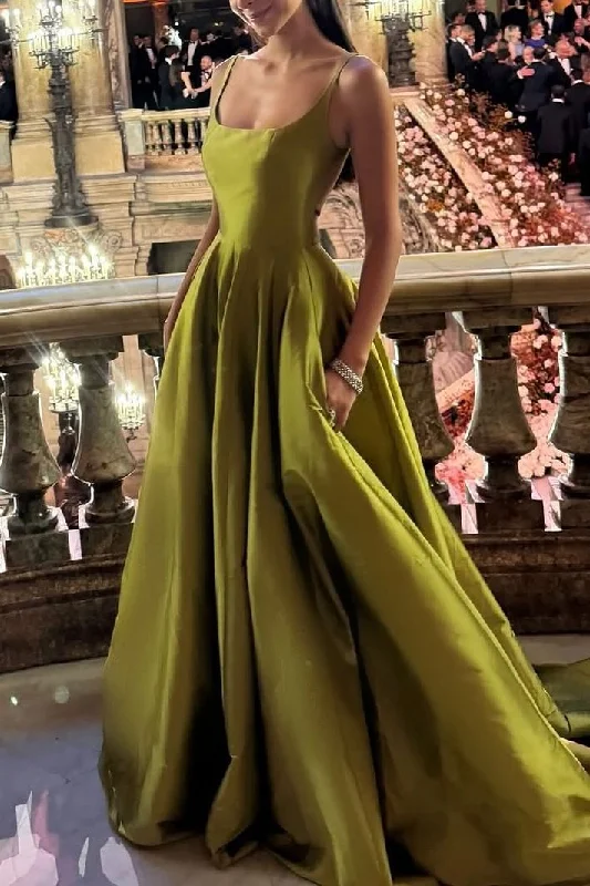 Final Clearance A-Line Straps Scoop Pleated Satin Long Formal Prom Dress with Train Final Clearance A-Line Straps Scoop Pleated Satin Long Formal Prom Dress with Train