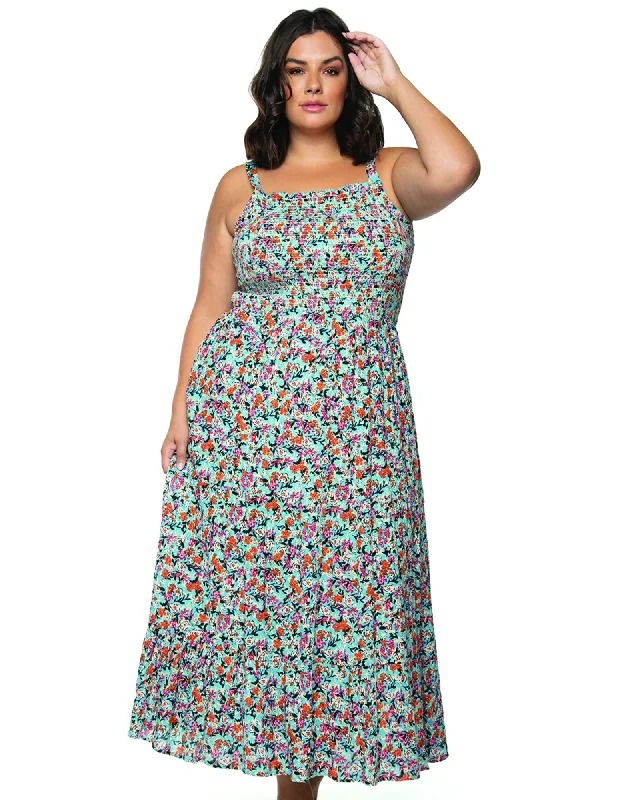 Customer Appreciation Sale Demetria Smocked Tiered Dress | Red / Light Blue