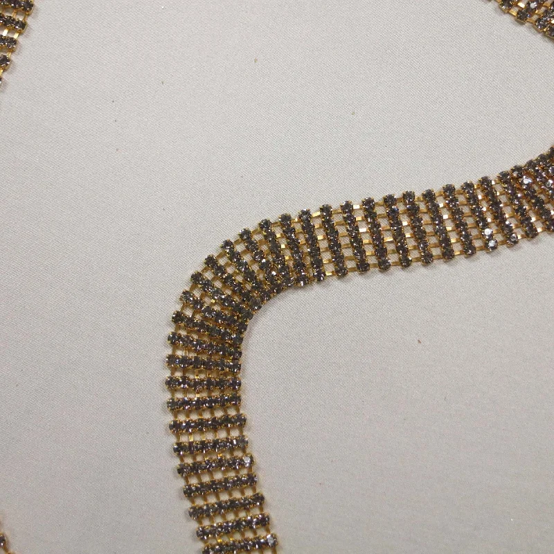 Deal Frenzy Black Stone and Gold 6 Row Rhinestone Trim