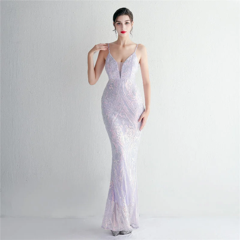 Online Only Expensive Party Stylish Long Layered Sequin Costume Dress