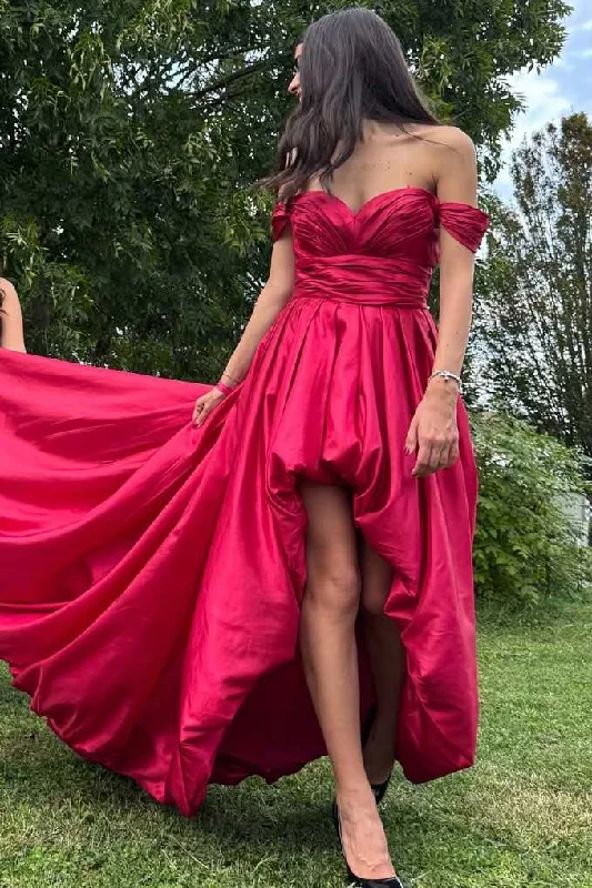 The Best Prices Off-Shoulder Sweetheart Pleated Satin A-Line Formal Prom Dress with Train The Best Prices Off-Shoulder Sweetheart Pleated Satin A-Line Formal Prom Dress with Train