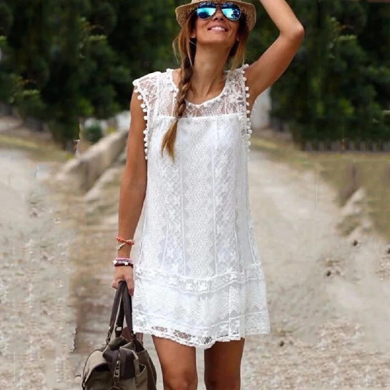 Midnight Madness Women's Summer Beach Mini Lace Dress