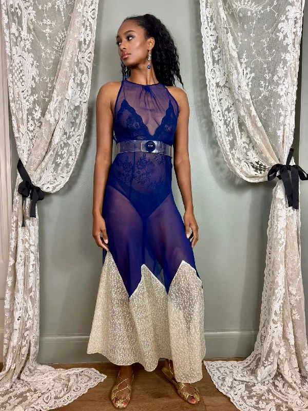 Seasonal Clearance Jazz, 30s midnight blue chidden and lace dress