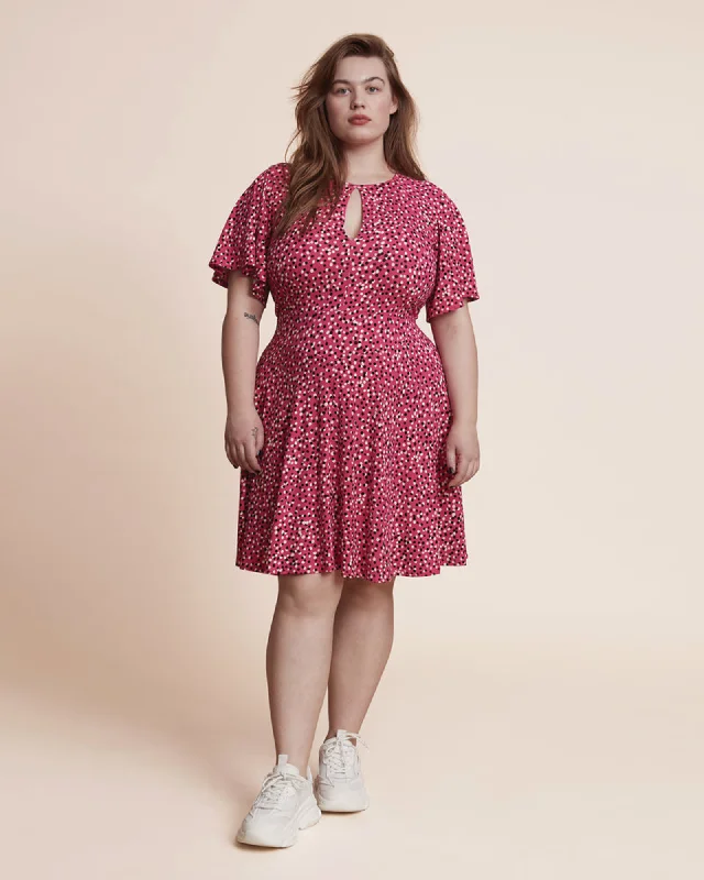 Stock Up and Save Tamara Flutter Sleeve Knit Dress | Printed Pink Print
