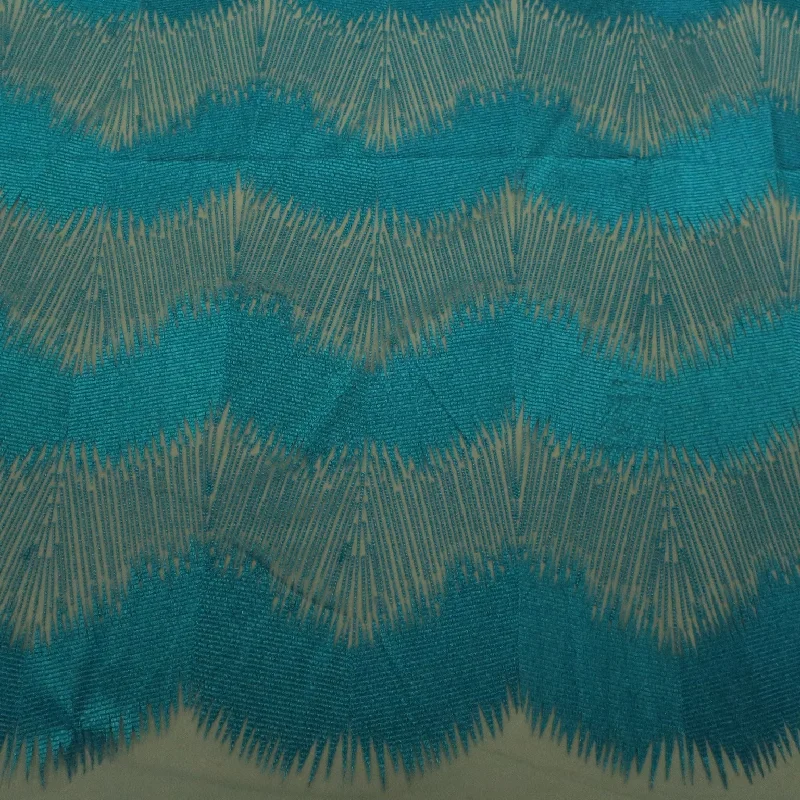 Low Prices Aqua Abstract Embroidered Tulle Fabric