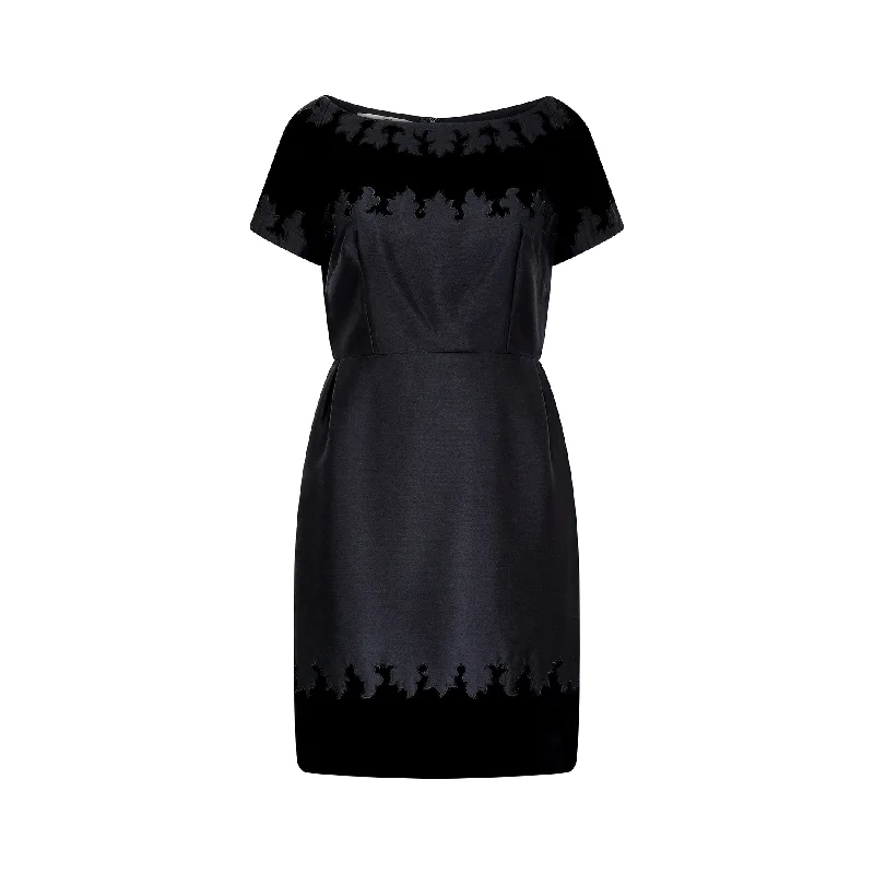 Extra Savings 1950s Jacques Heim Demi Couture Black Velvet Applique Dress