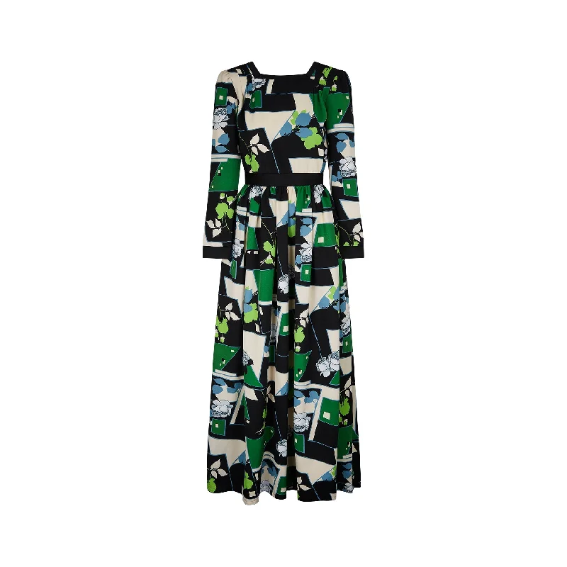 Online Only 1970s Jean Varon Floral Rose Print Maxi Dress