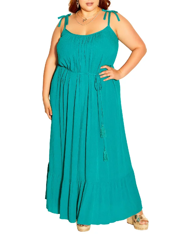 Special Discount Anisa Bow Tie Tropical Maxi Dress | Teal