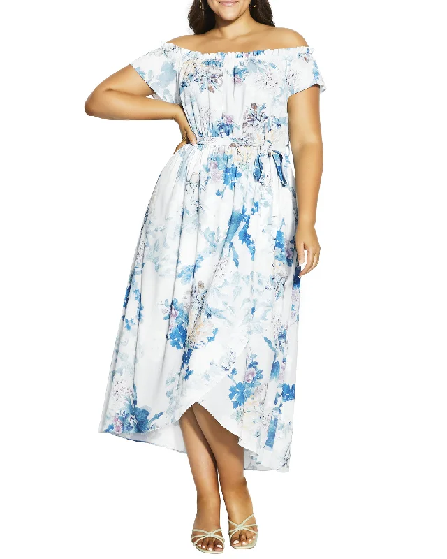 Sale Event Rina Floral Maxi Dress | White / Light Blue