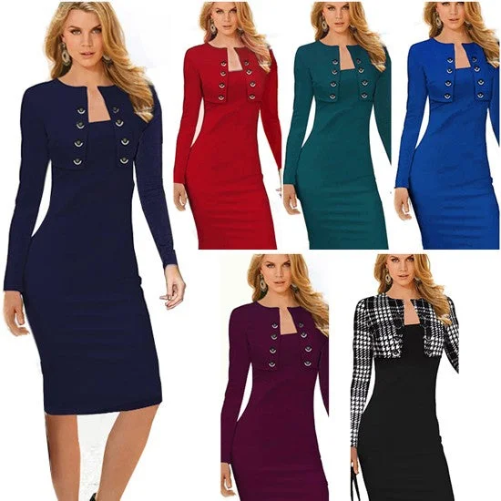 Buy Now Women's Long Sleeve Office Dress