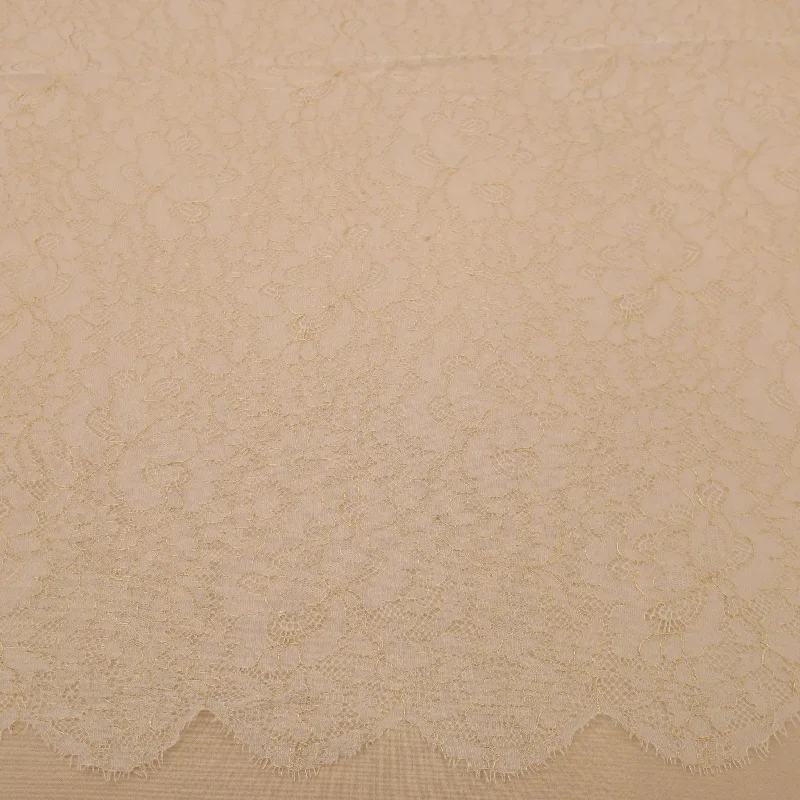 Crazy Savings Ivory and Gold Lurex Thread Floral Corded Embroidered with Scallops Chantilly Lace Crazy Savings Ivory and Gold Lurex Thread Floral Corded Embroidered with Scallops Chantilly Lace