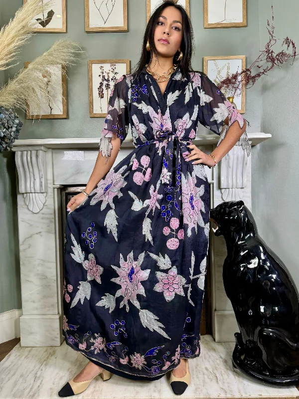 Unbeatable Prices Hope, 70s chiffon print beaded dress