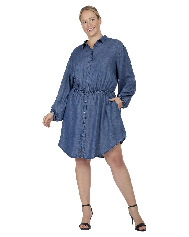 Price Meltdown Ashlynn Chambray Button Front Dress | Rinse Blue