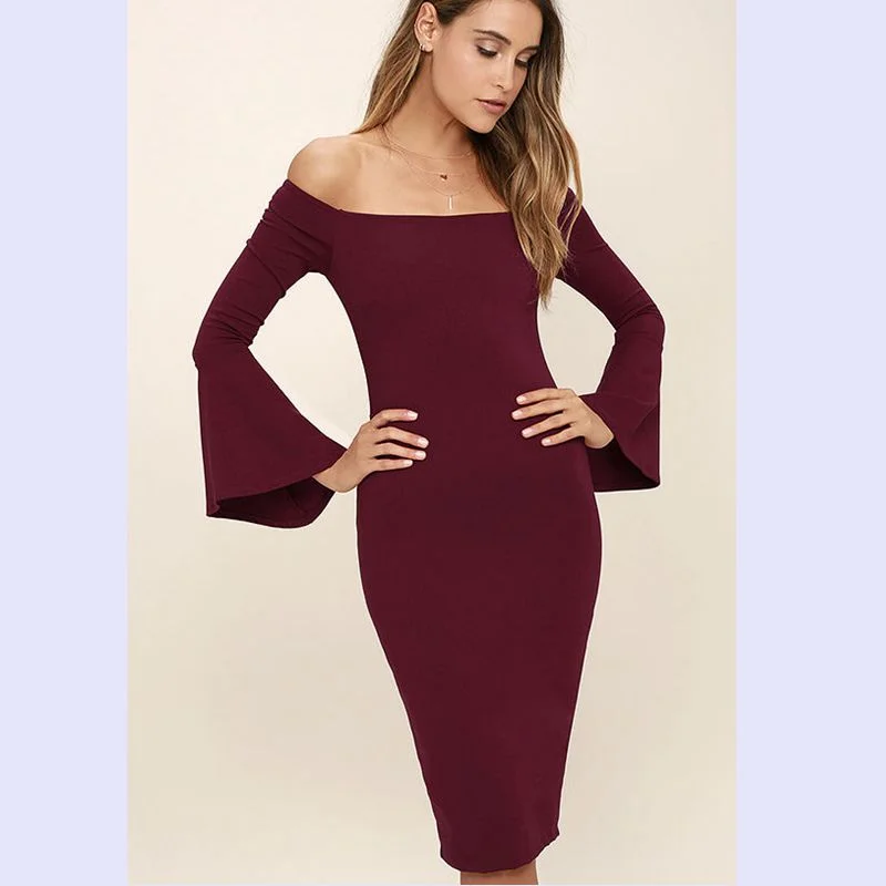 Super Deal Women's Off Shoulder Bodycon Dress | Wear To Work Office Dress