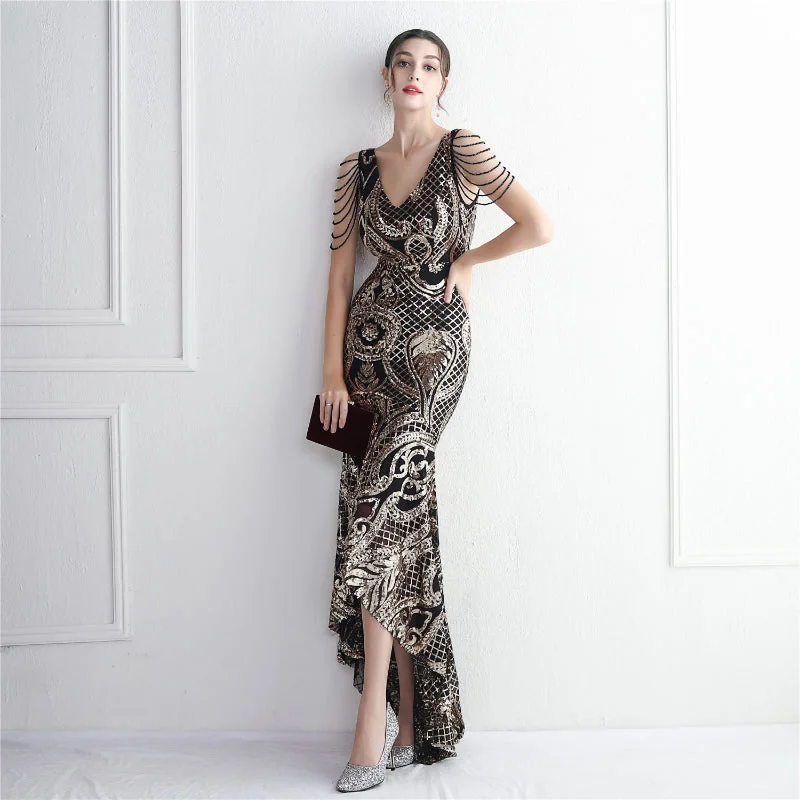 Early Bird Discount Big Flowy Fabric and Intricate Embroidery Elegant and Sensual Evening Dress