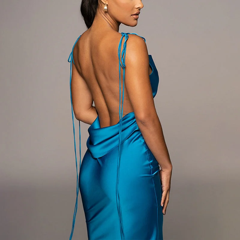Unbeatable Prices Straps Sexy Backless Halter Neck Dress
