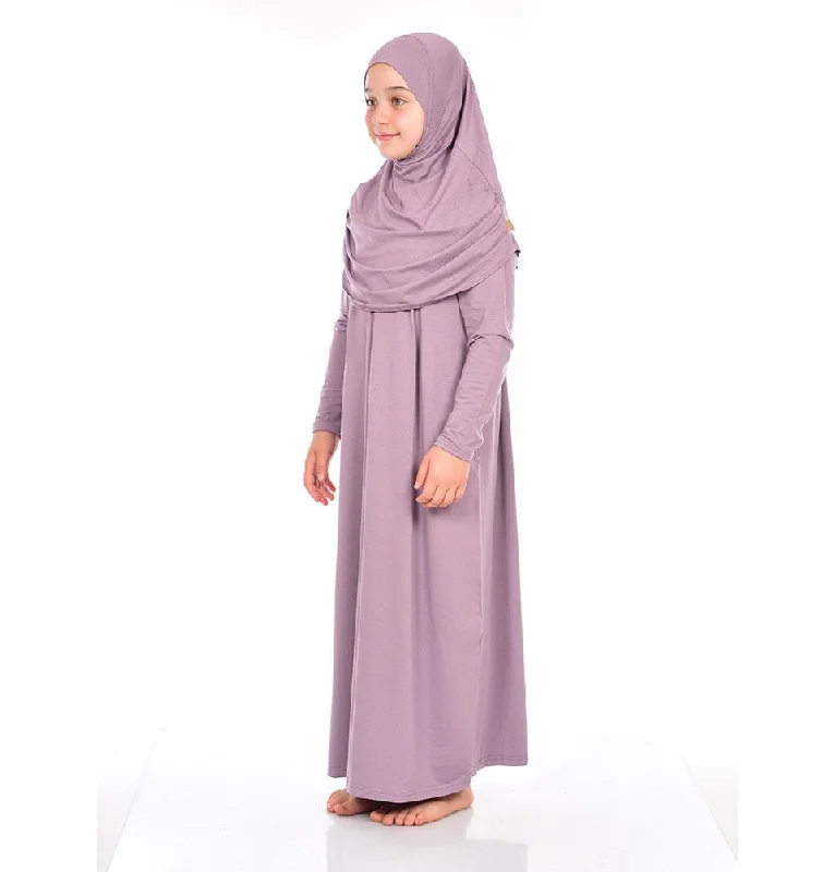 Extra Savings Modest Muslim Girl’s Practical One Piece Prayer Dress - Lilac