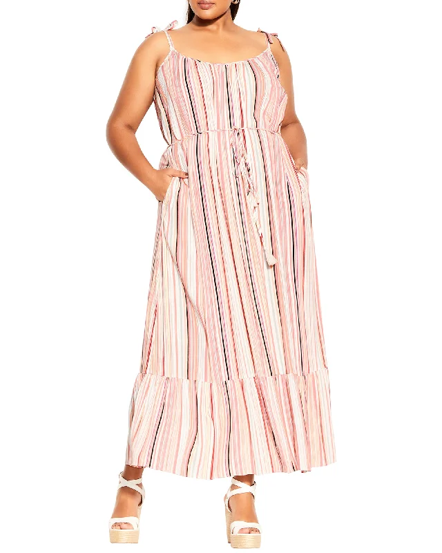 Weekend Special River Striped Tea Party Maxi Dress | Pink / Peach