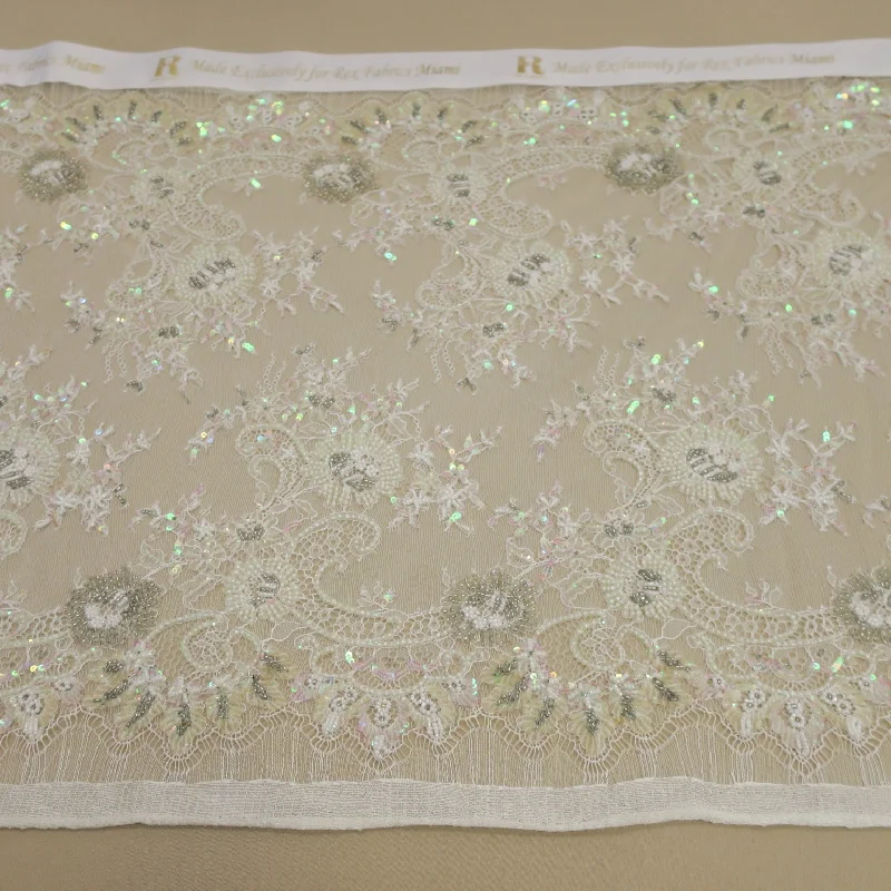 Special Price Ivory Embroidered Floral Lace Trim