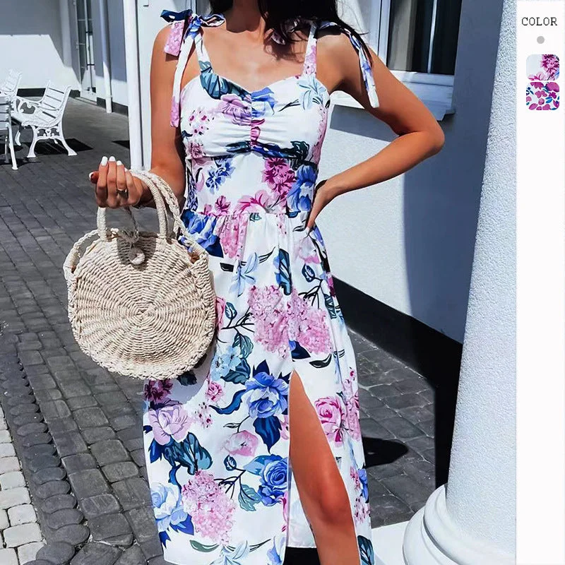 Deep Discounts Sexy Backless French Style Printed Dress