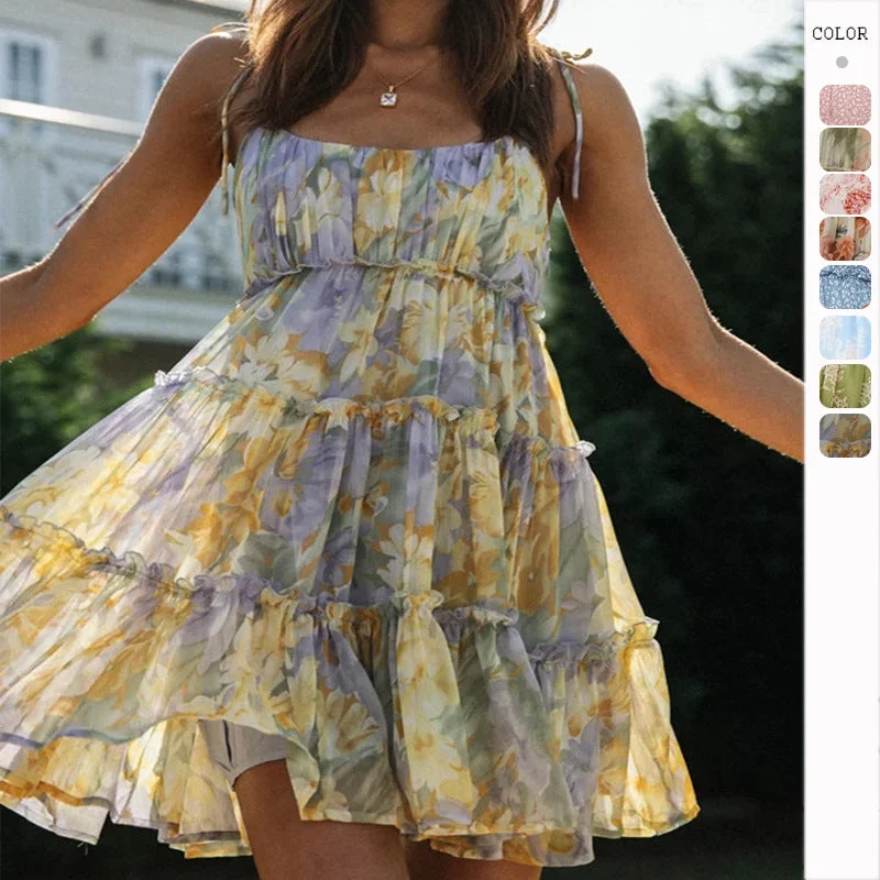 Instant Discount Sexy Vacation Printed Slip Dress