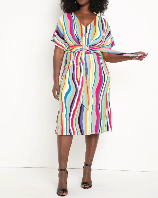 Savings Event Tyra Striped Multi-Color Day Dress | Liquid Rainbow
