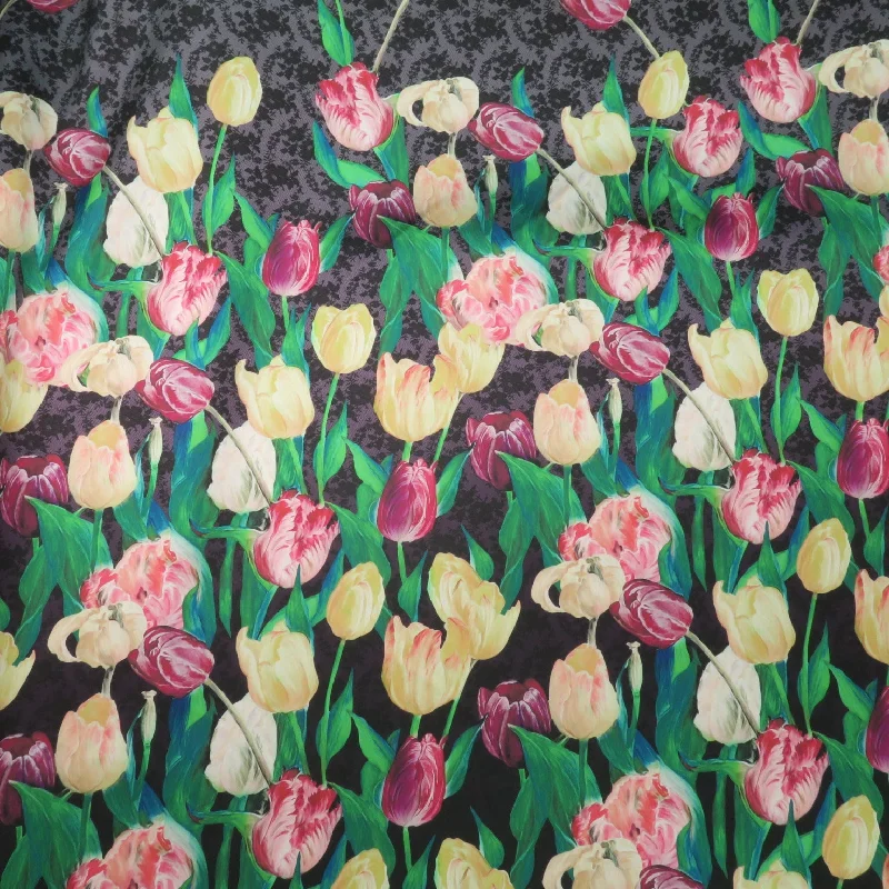Daily Specials Pink and Yellow Floral on Multicolored Background Printed Polyester Mikado Fabric Daily Specials Pink and Yellow Floral on Multicolored Background Printed Polyester Mikado Fabric