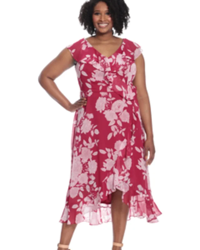 Stock Up and Save Carolyn Wrap Midi Dress | Red/White