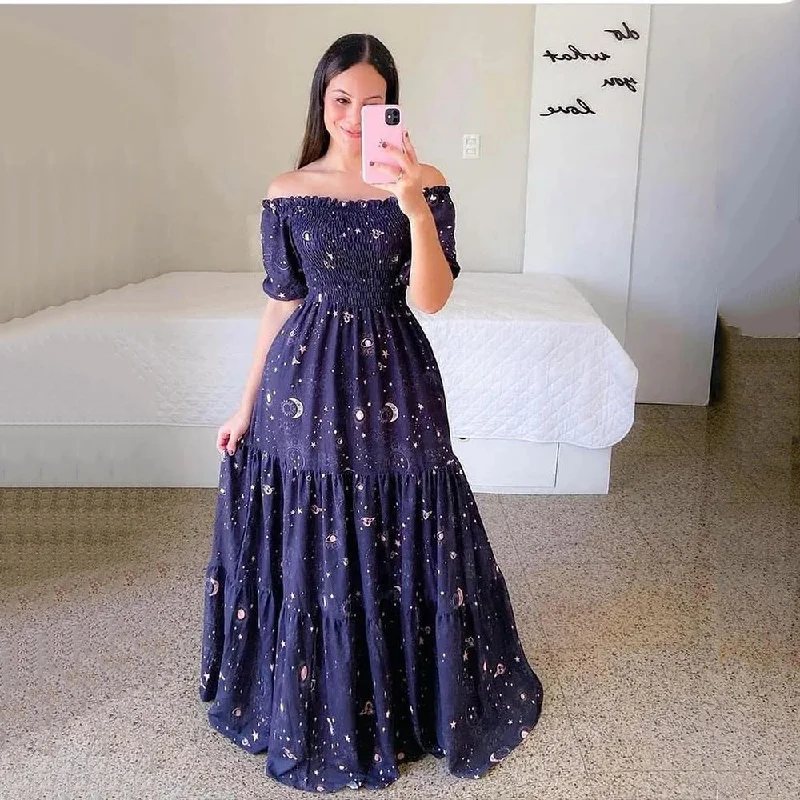 Exclusive Deal One-Shoulder Floral Fashion Maxi Dress