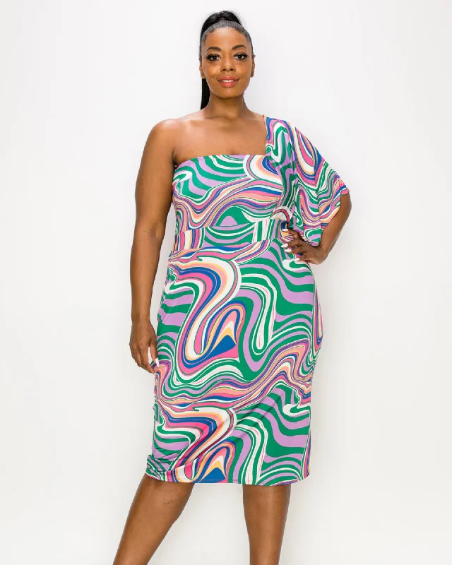 Price Buster Wanda One Shoulder Midi Dress | Delic Marble