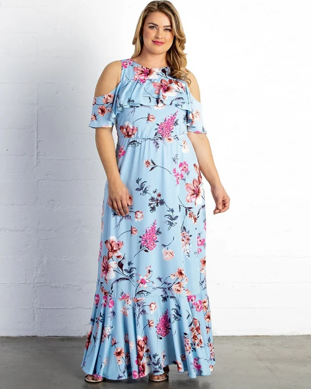 Midnight Madness Piper Cold Shoulder Maxi Dress | BREEZY BLUE FLORALS