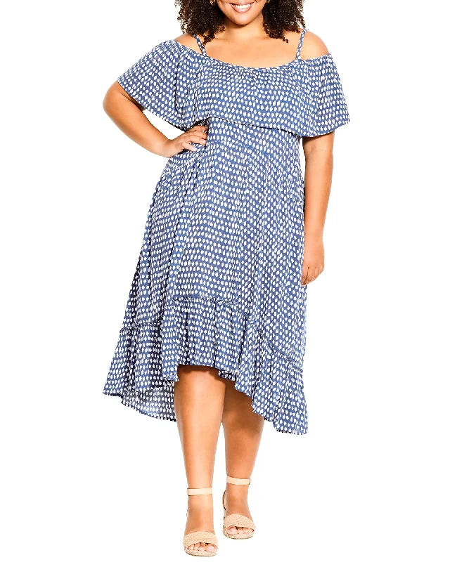 Sneak Peek Sale Dua Hi-Lo Off Shoulder Dress | Navy