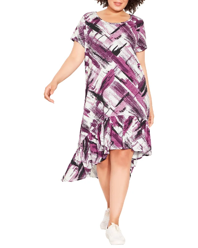 Big Discounts Ella Printed Ruffle Dress | Purple / White