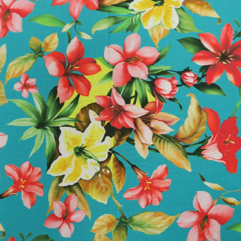Savings Alert Multicolor Jamine on Teal Ground Floral Printed Cotton Pierre Cardin